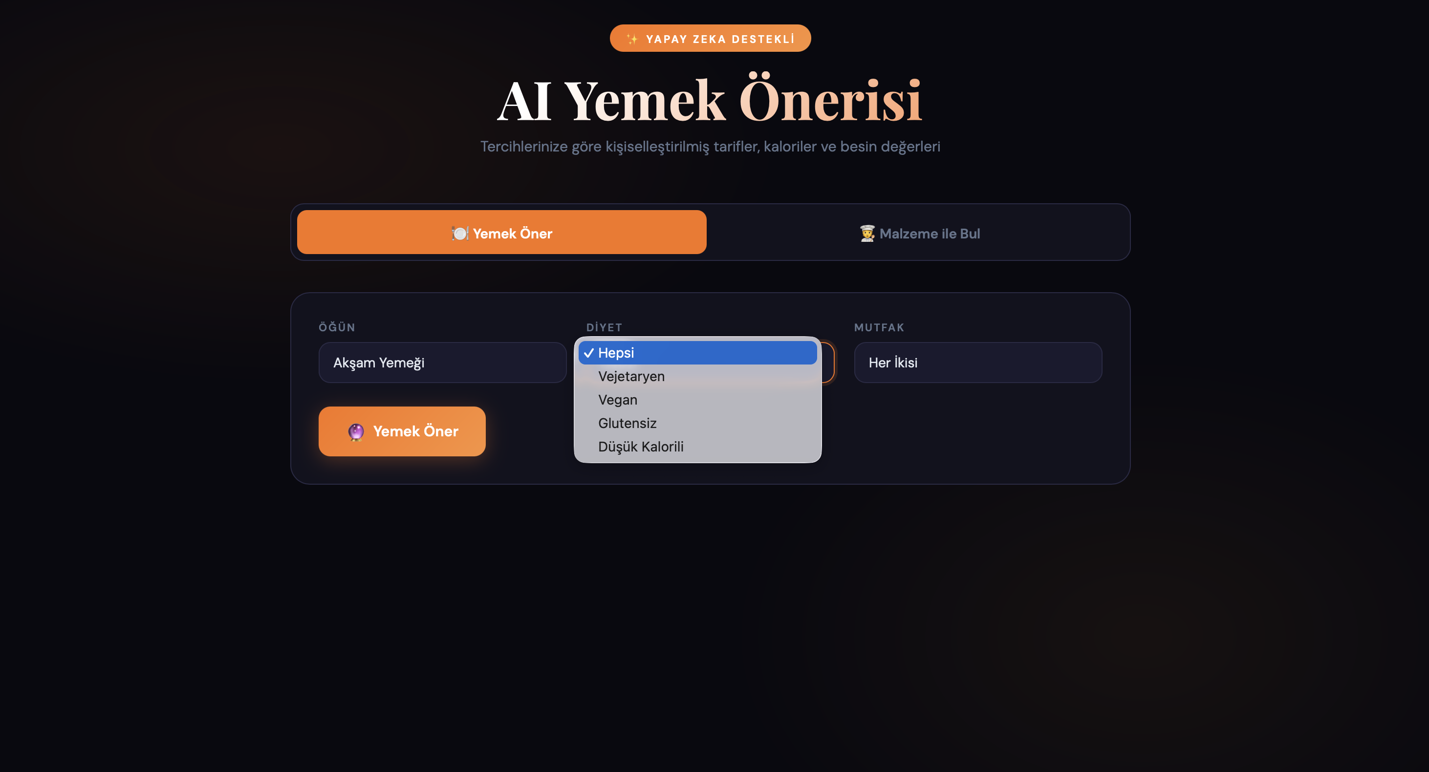 AI Food - Diyet Filtresi