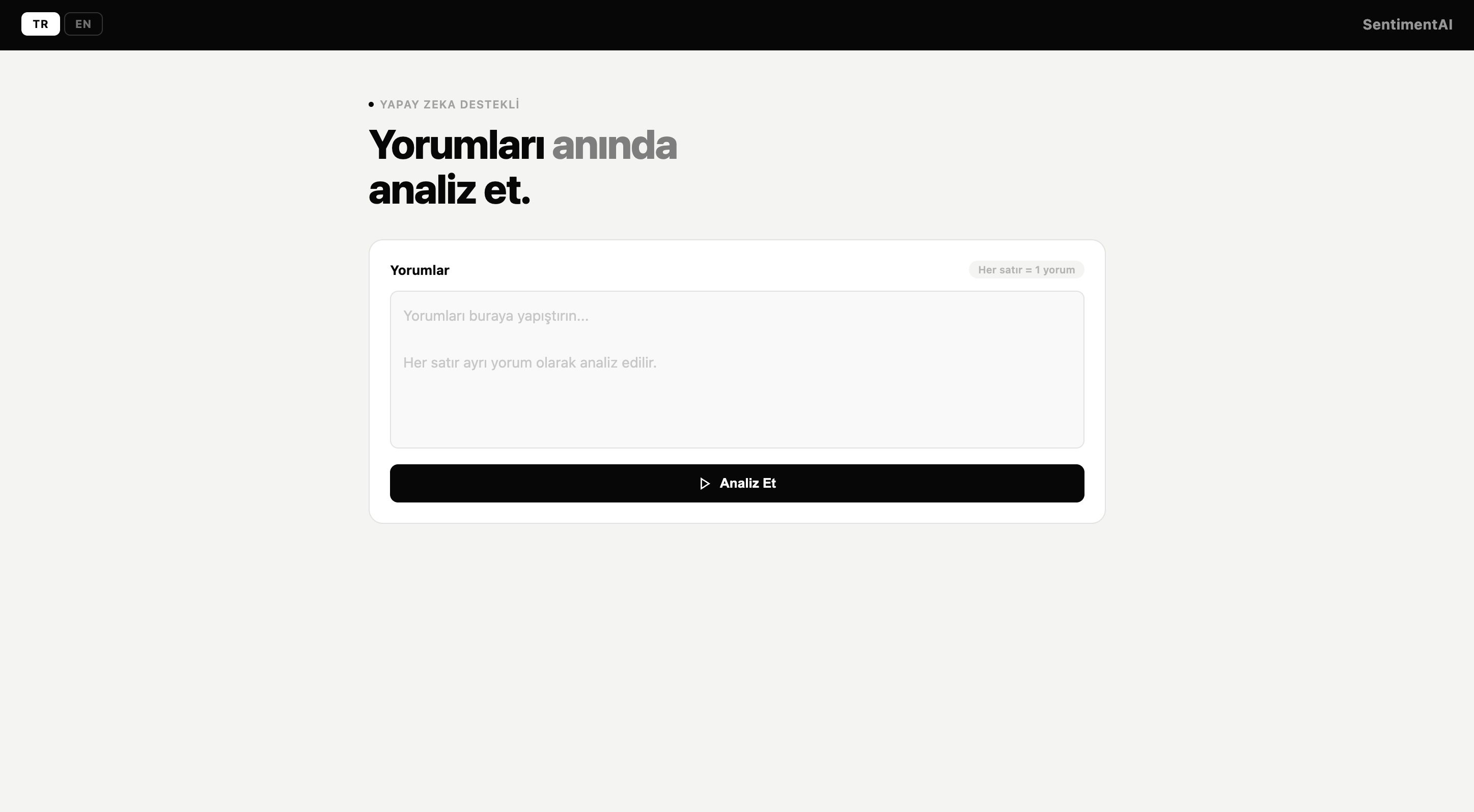 Sentiment Analyzer - TR Arayüzü